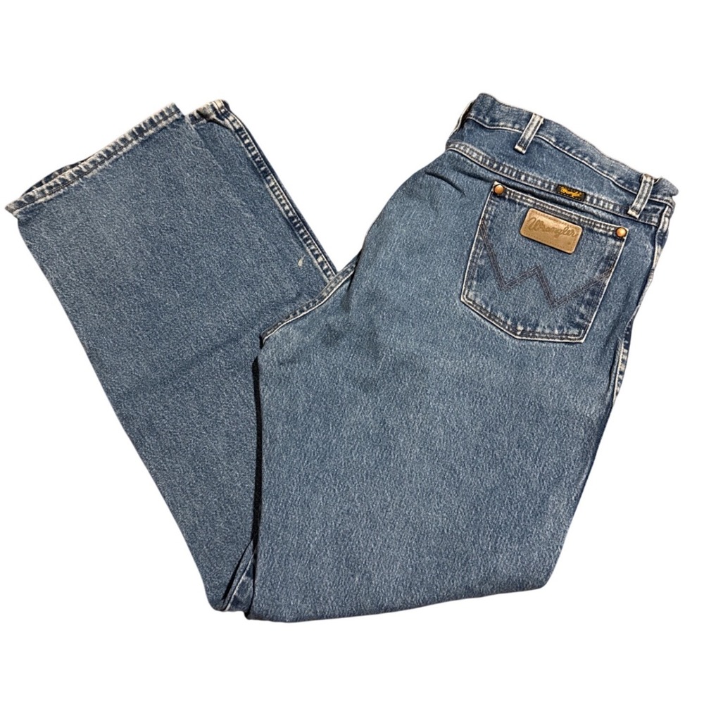 Wrangler Mens Jeans 42x34 Regular Fit Denim Blue Workwear Casual Pants‎